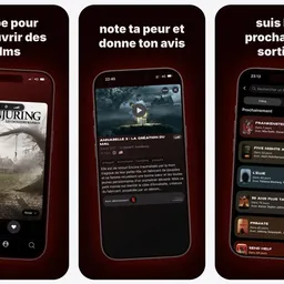 Capture d'écran de l'app mobile Spooki, sélection de films d'horreur avec système de swipe et recommandations personnalisées